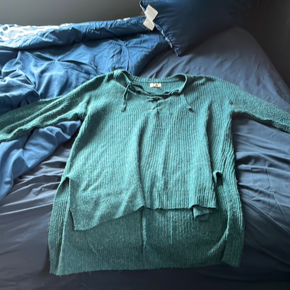 SO high-low teal sweater, size S, super soft.